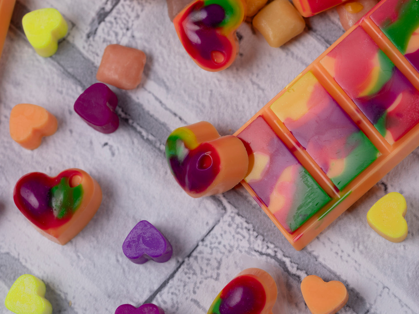 Tutti Fruitti Scented Rapeseed & Coconut Wax Melts | Snap Bar | Heart | Mini Heart
