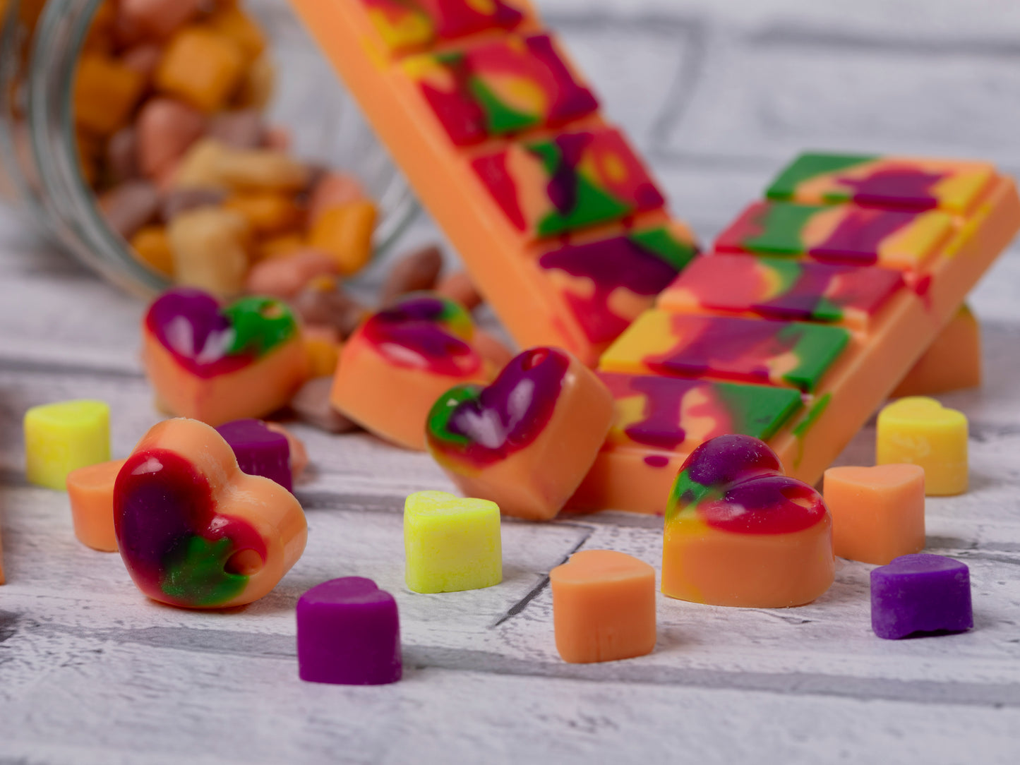 Tutti Fruitti Scented Rapeseed & Coconut Wax Melts | Snap Bar | Heart | Mini Heart