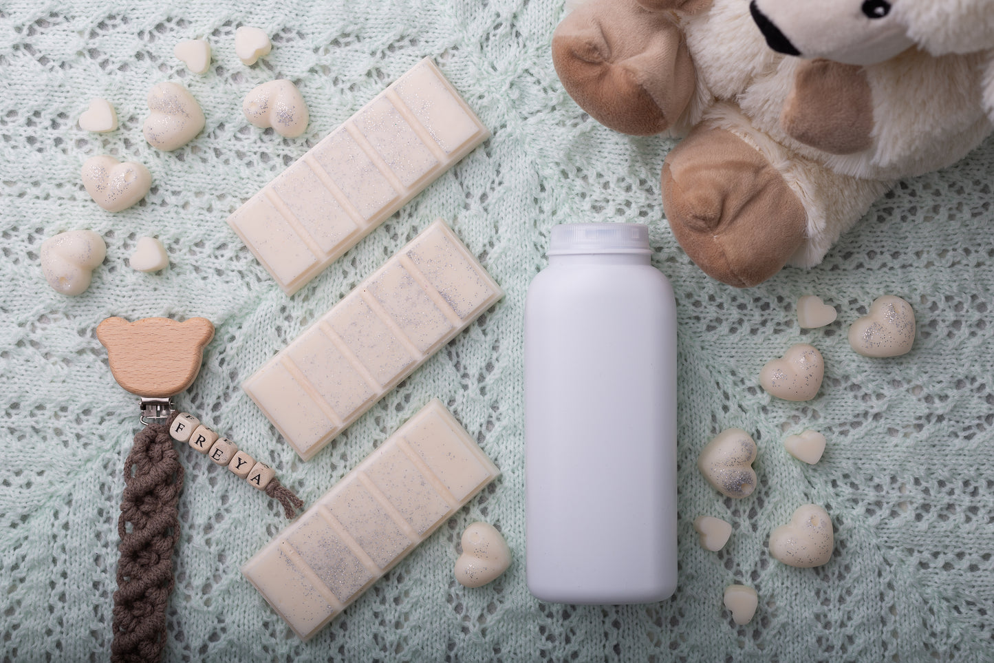 Baby Powder Scented Rapeseed and Coconut Wax Melts | Snap Bar | Heart | Mini Heart