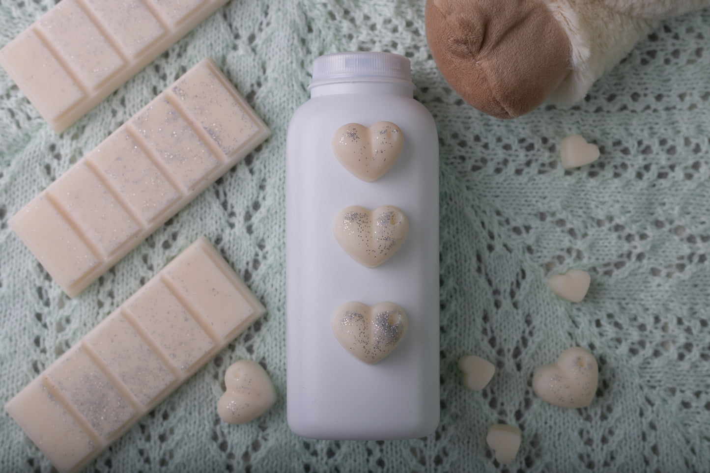 Baby Powder Scented Rapeseed and Coconut Wax Melts | Snap Bar | Heart | Mini Heart