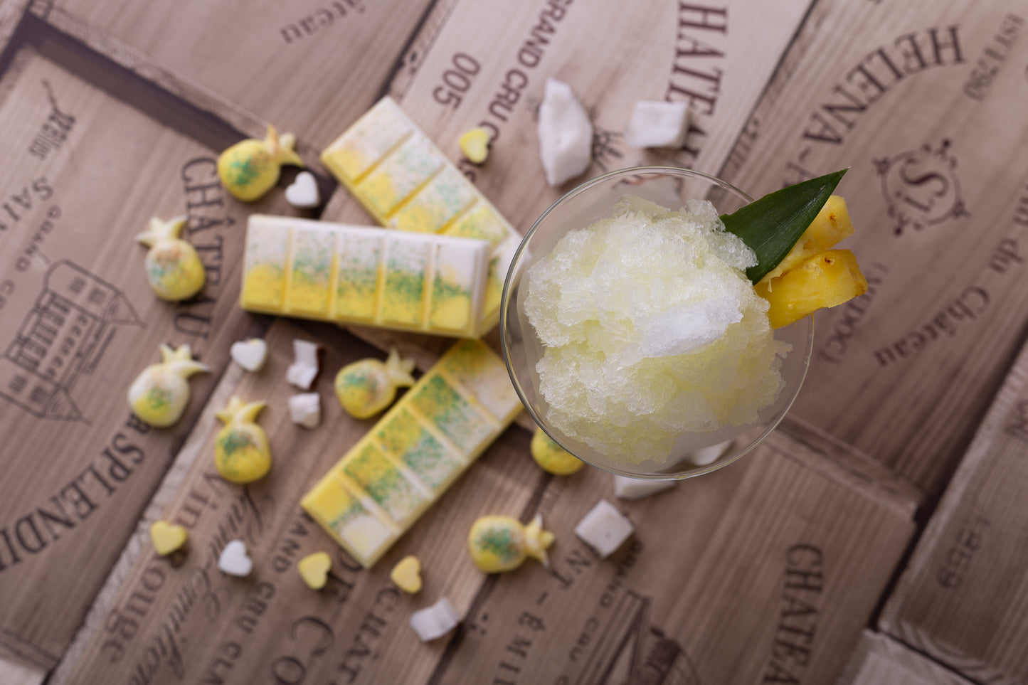 Pina Colada Scented Rapeseed and Coconut Wax Melts | Snap Bar | Heart | Mini Heart
