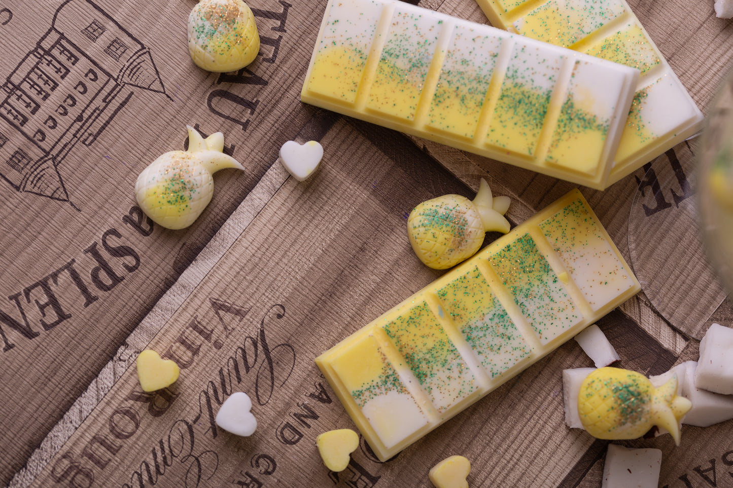 Pina Colada Scented Rapeseed and Coconut Wax Melts | Snap Bar | Heart | Mini Heart