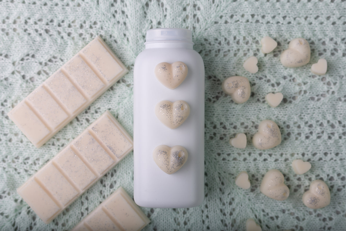Baby Powder Scented Rapeseed and Coconut Wax Melts | Snap Bar | Heart | Mini Heart