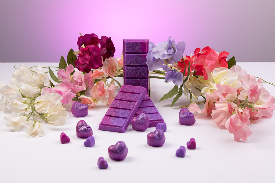 Sweet Pea geurende koolzaad- en kokoswasmelts | Klikbalk | Hart | Mini-hart