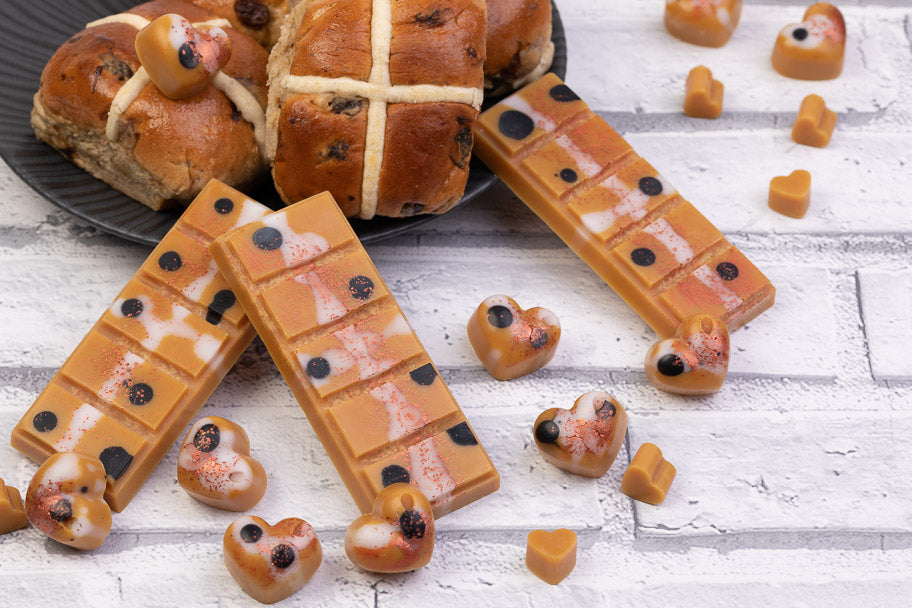 Hot Cross Bun geurende koolzaad- en kokoswasmelts | Klikbalk | Hart | Mini-hart