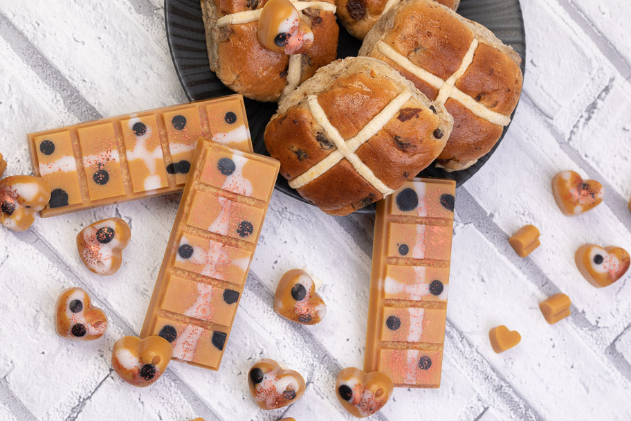 Hot Cross Bun geurende koolzaad- en kokoswasmelts | Klikbalk | Hart | Mini-hart