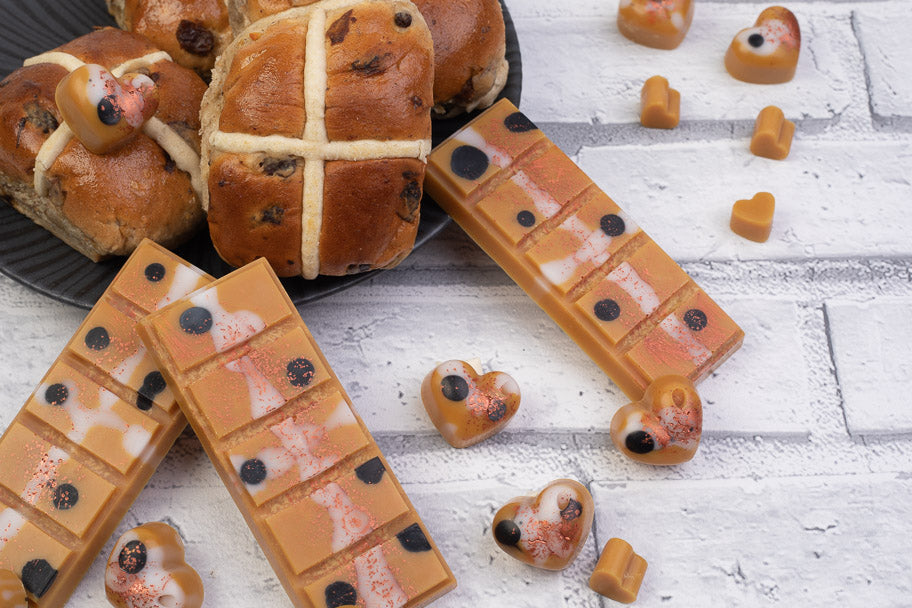 Hot Cross Bun geurende koolzaad- en kokoswasmelts | Klikbalk | Hart | Mini-hart