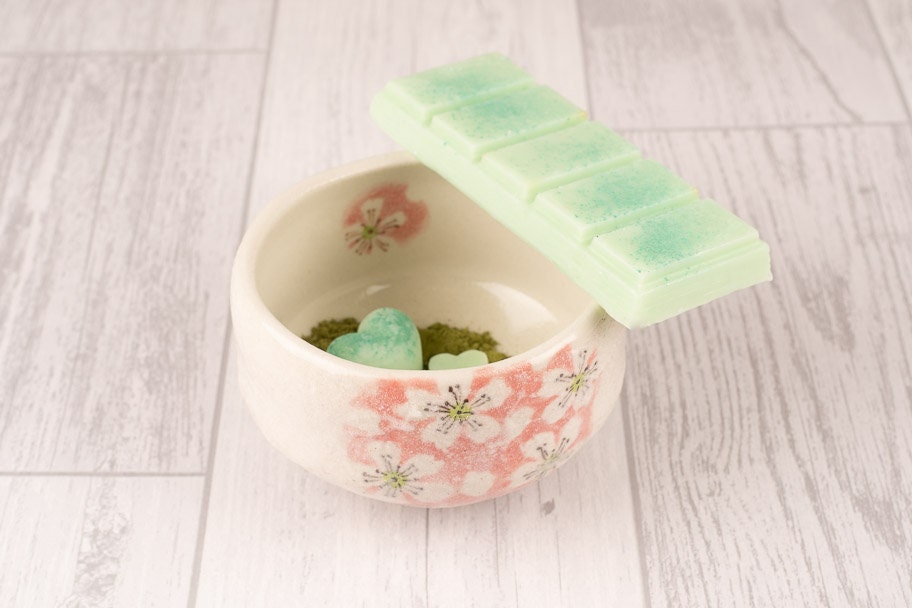 Green Tea & Bergamot Scented Rapeseed and Coconut Wax Melts | Snap Bar | Heart | Mini Heart