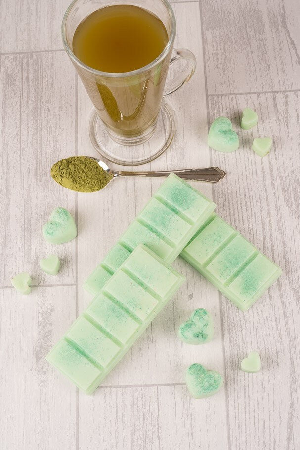 Green Tea & Bergamot Scented Rapeseed and Coconut Wax Melts | Snap Bar | Heart | Mini Heart