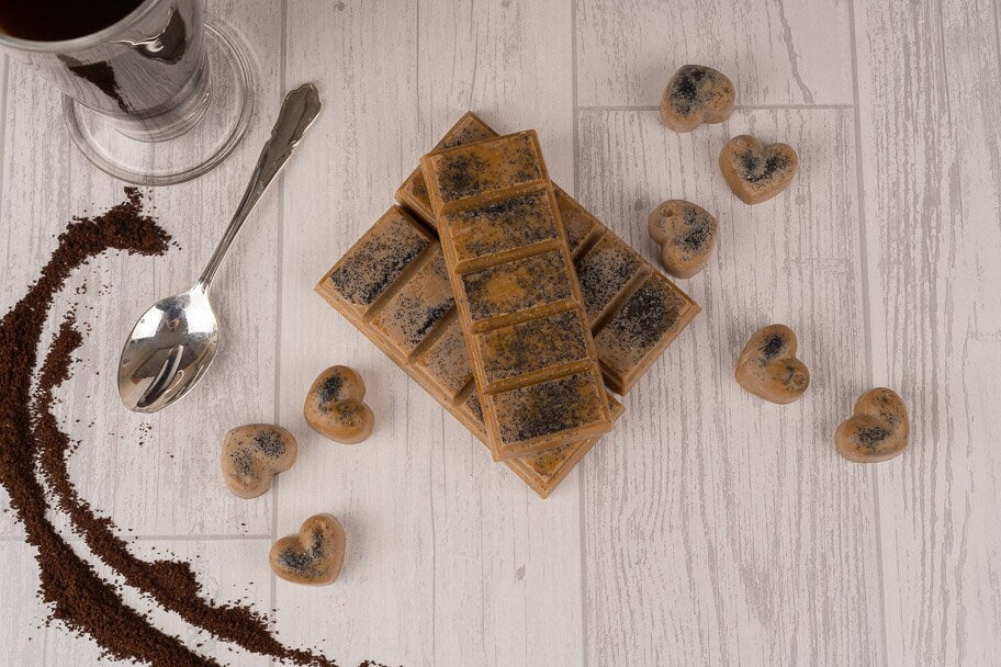 Coffee Scented Rapeseed and Coconut Wax Melts | Snap Bar | Heart | Mini Heart