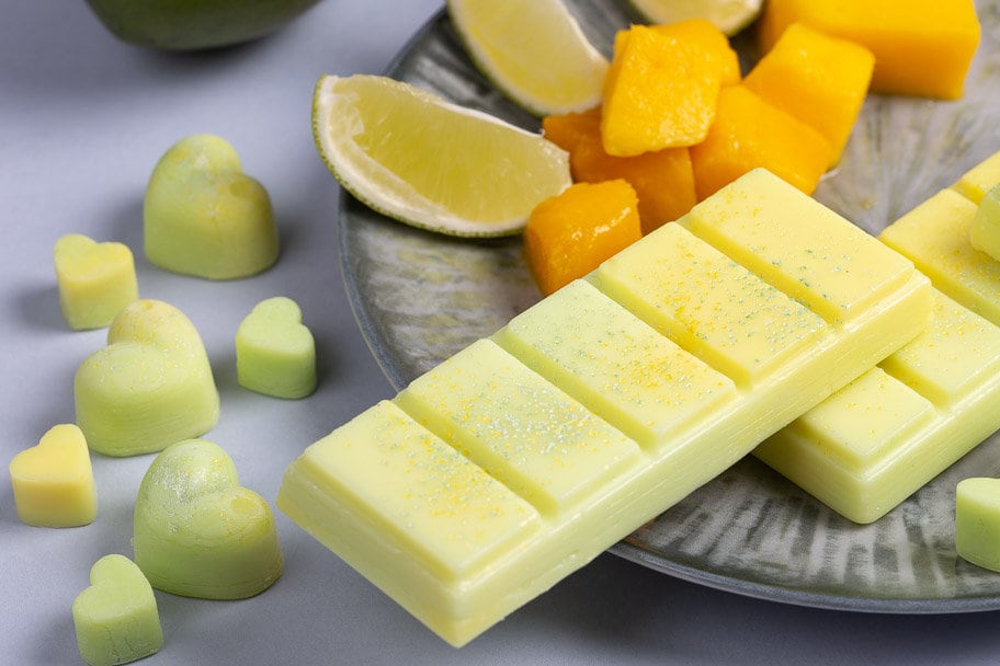 Thai Lime and Mango Scented Rapeseed and Coconut Wax Melts | Snap Bar | Heart | Mini Heart
