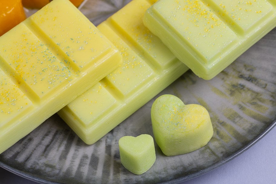 Thai Lime and Mango Scented Rapeseed and Coconut Wax Melts | Snap Bar | Heart | Mini Heart