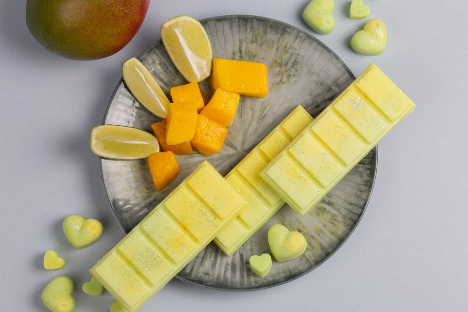 Thai Lime and Mango Scented Rapeseed and Coconut Wax Melts | Snap Bar | Heart | Mini Heart