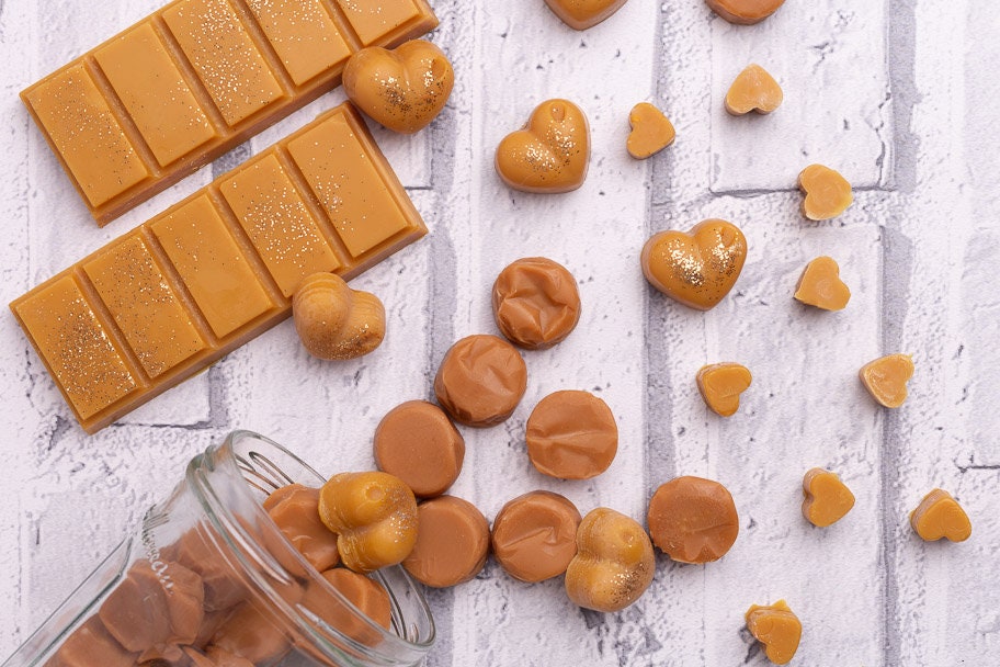 Caramel Fudge Scented Rapeseed and Coconut Wax Melts | Snap Bar | Heart | Mini Heart