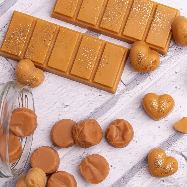 Caramel Fudge Scented Rapeseed and Coconut Wax Melts | Snap Bar | Heart | Mini Heart