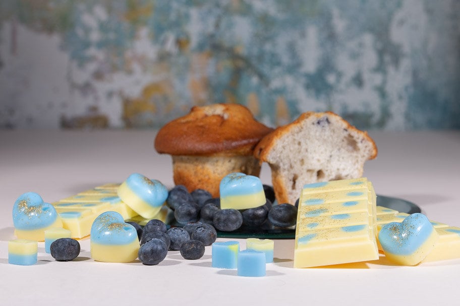 Bosbessenmuffin geurende koolzaad- en kokoswasmelts | Klikbalk | Hart | Mini-hart