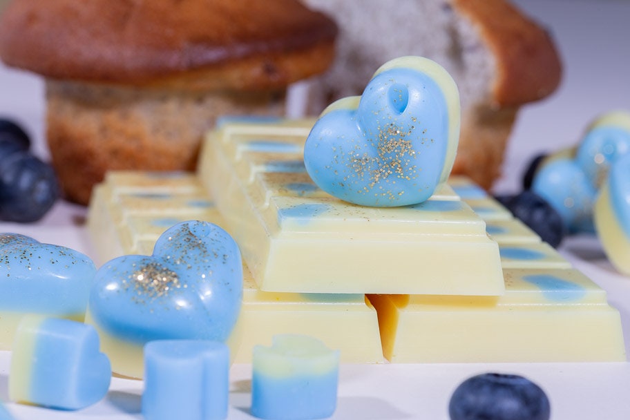 Bosbessenmuffin geurende koolzaad- en kokoswasmelts | Klikbalk | Hart | Mini-hart