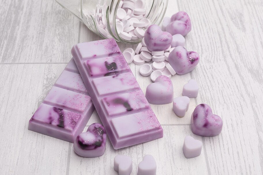 Parma Violet geurende koolzaad- en kokoswasmelts | Klikbalk | Harten | Miniharten