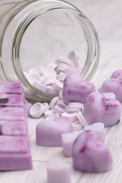 Parma Violet geurende koolzaad- en kokoswasmelts | Klikbalk | Harten | Miniharten