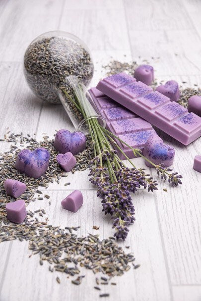 Lavendel geurende koolzaad- en kokoswasmelts | Klikbalk | Hart | Mini-hart