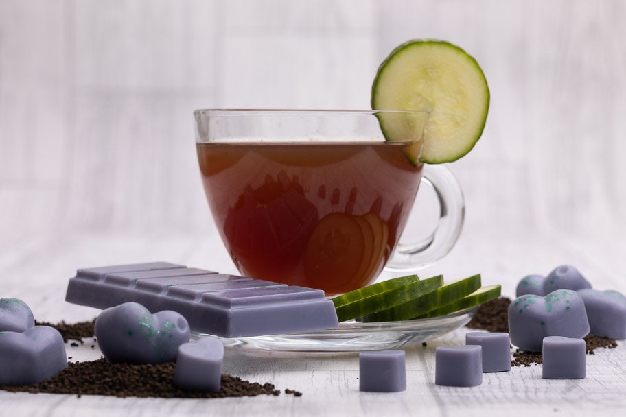 Earl Grey & Komkommer Geurende Koolzaad- en Kokoswasmelts | Klikbalk | Hart | Mini-hart