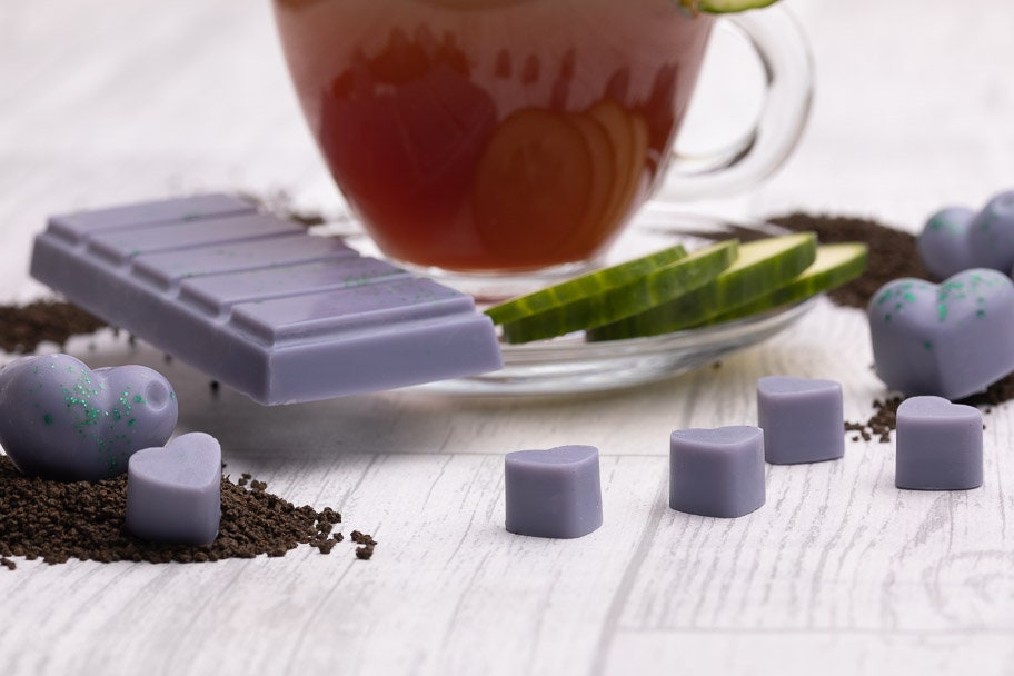Earl Grey & Komkommer Geurende Koolzaad- en Kokoswasmelts | Klikbalk | Hart | Mini-hart