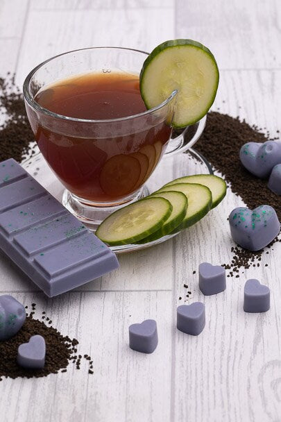 Earl Grey & Komkommer Geurende Koolzaad- en Kokoswasmelts | Klikbalk | Hart | Mini-hart