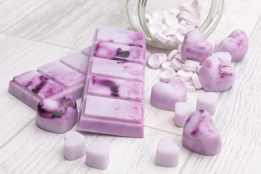 Parma Violet geurende koolzaad- en kokoswasmelts | Klikbalk | Harten | Miniharten