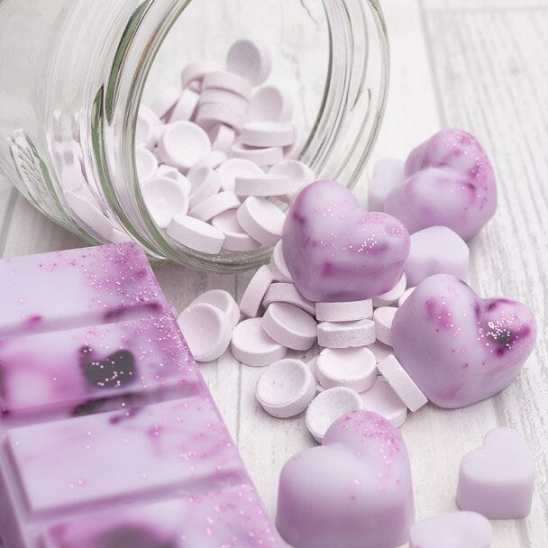 Parma Violet geurende koolzaad- en kokoswasmelts | Klikbalk | Harten | Miniharten
