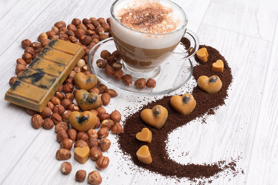 Hazelnut Cappuccino Scented Rapeseed & Coconut Wax Melts | Snap Bar | Heart | Mini Heart