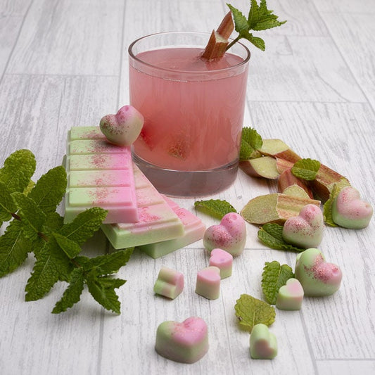 Rhubarb & Mint Scented Rapeseed and Coconut Wax Melts | Snap Bar | Heart | Mini Heart