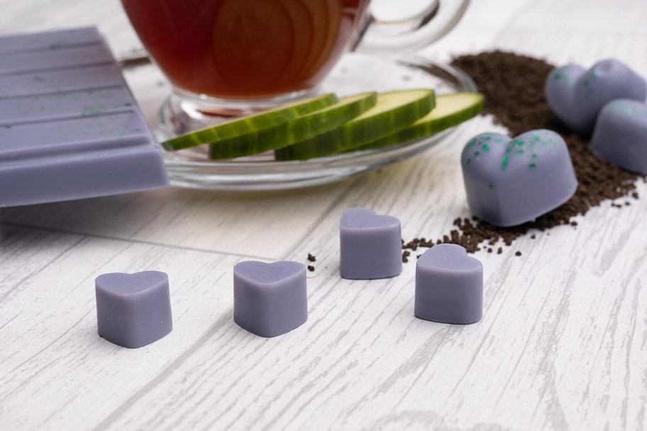 Earl Grey & Komkommer Geurende Koolzaad- en Kokoswasmelts | Klikbalk | Hart | Mini-hart