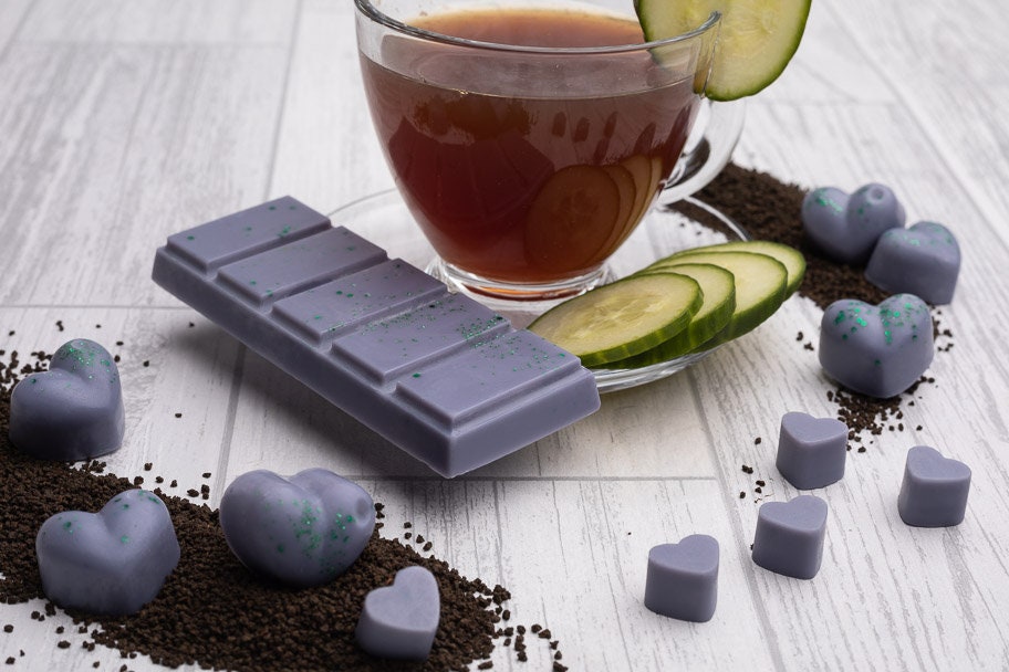 Earl Grey & Komkommer Geurende Koolzaad- en Kokoswasmelts | Klikbalk | Hart | Mini-hart
