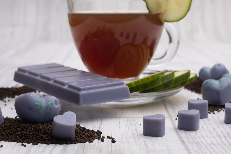 Earl Grey &amp; Komkommer Geurende Koolzaad- en Kokoswasmelts | Klikbalk | Hart | Mini-hart